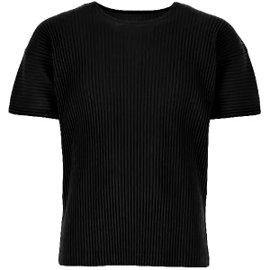 [이세이미야케] HP39-JK420 15 옴므 플리세 라운드 반팔 티셔츠 블랙 남성 티셔츠 / TJ,ISSEY MIYAKE